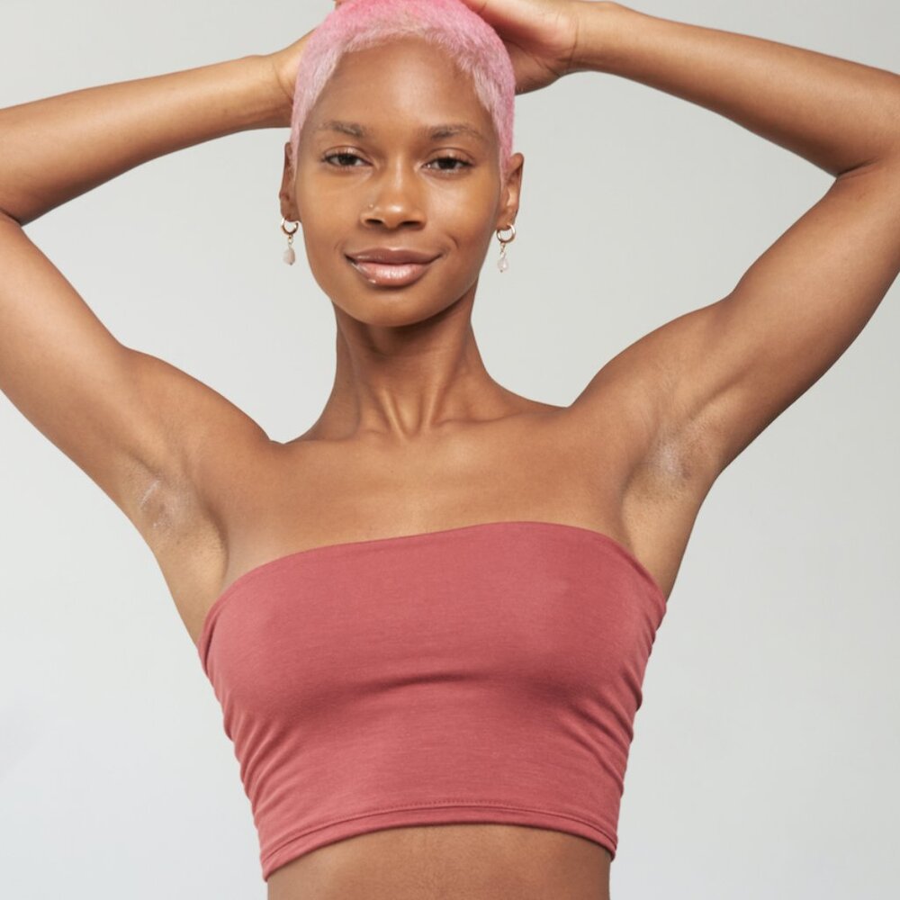 4 Pack Women’s Brick Red Tube Tops | Basic Fitted, Soft & Stretchy, Made in USA